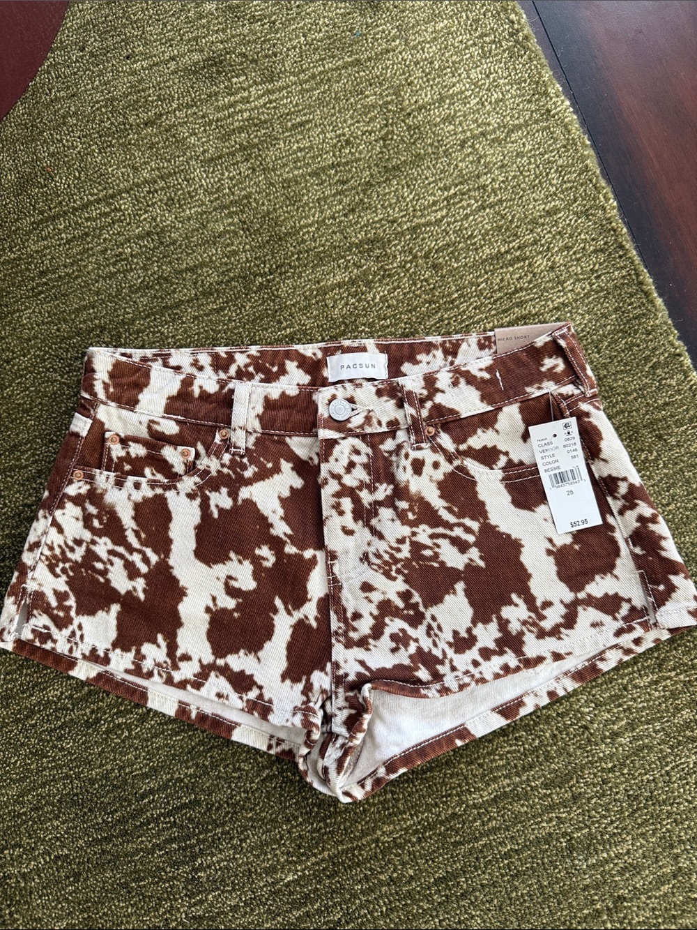 NWT: PacSun Cow-Print Denim Shorts